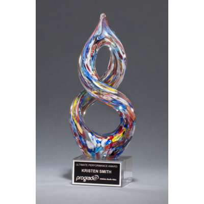 Helix-Shaped Multi-Color Art Glass Award