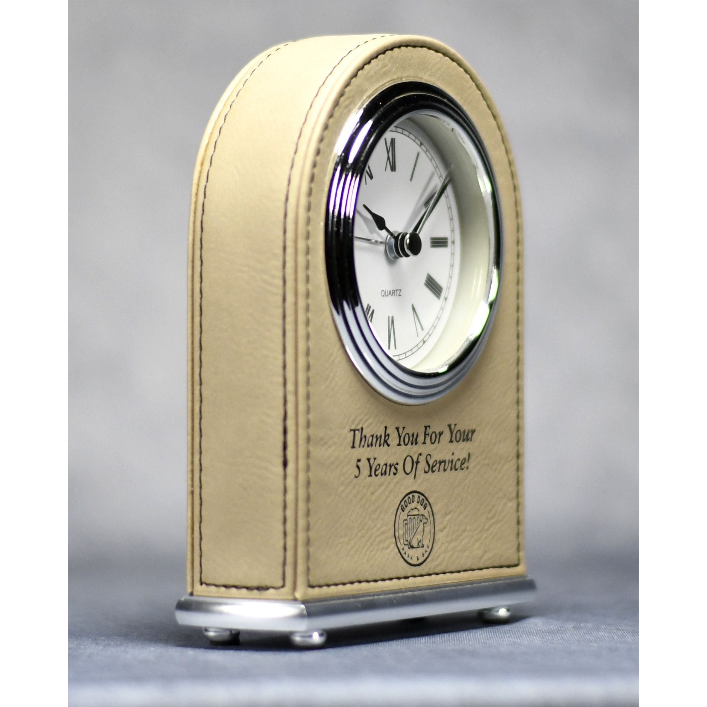 Laserable Leatherette Arch Desk Clock