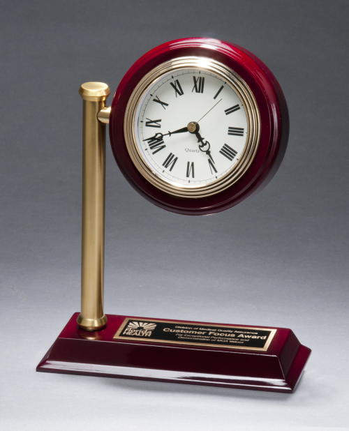 Rail Station Rosewood Piano Finish Photo Desk Clock