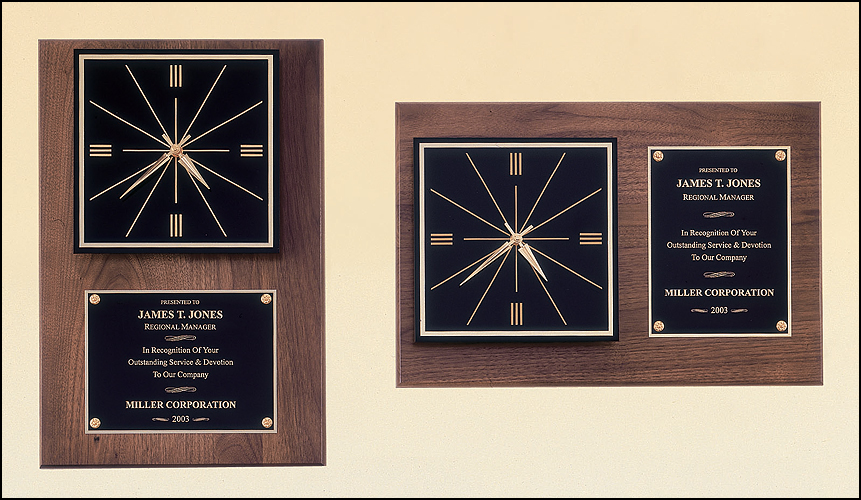 American Walnut Wall Clock with Large Engraving Plate