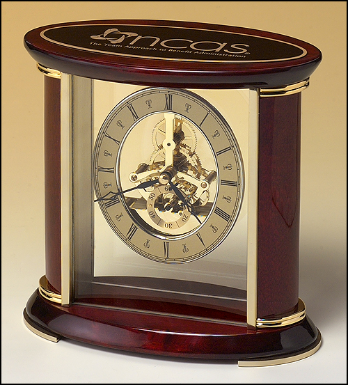 Skeleton Clock with Brass and Rosewood Piano Finish