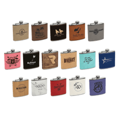 6 oz. Laserable Leatherette Stainless Steel Flask