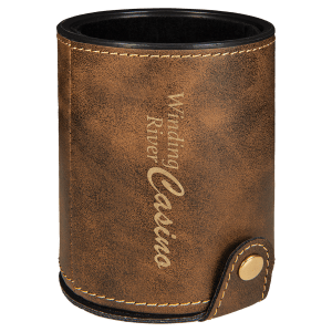 Laserable Leatherette Dice Cup with 5 Dice