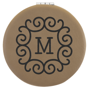 2 1/2" Laserable Leatherette Compact Mirror