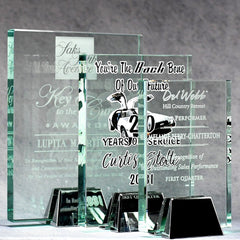Jade Crystal Plaque with Chrome Stand