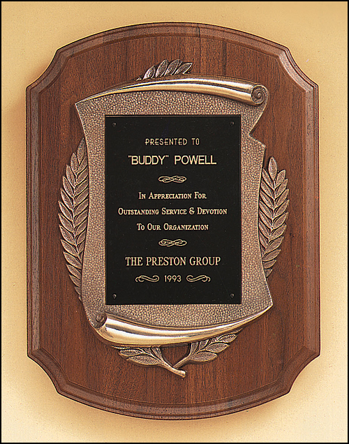 American Walnut Plaque with Antique Bronze Frame