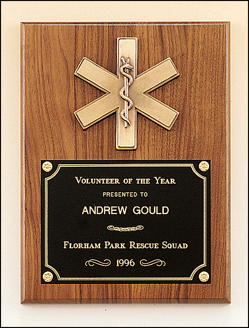 American Walnut Plaque with Emergency Medical Casting