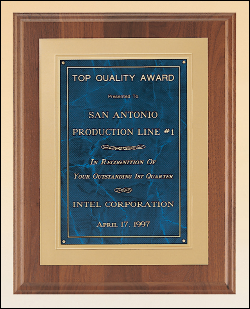 American Walnut Plaque with Gold Embossed Frame