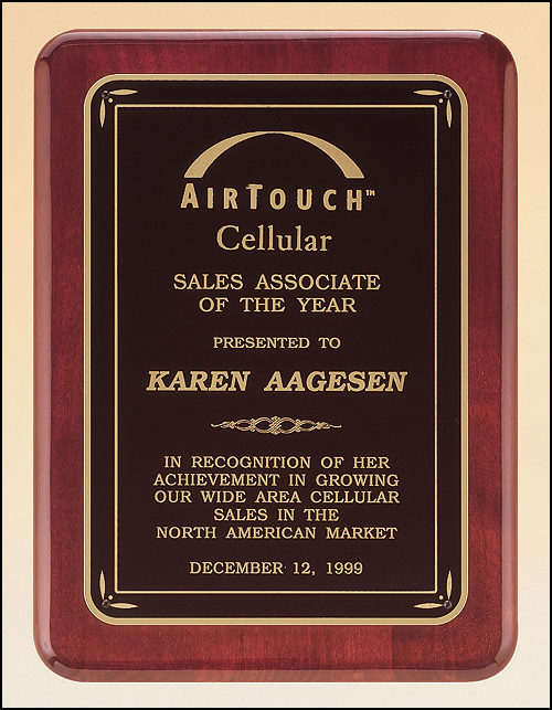 Rosewood Piano Finish Plaque with Brass Plate