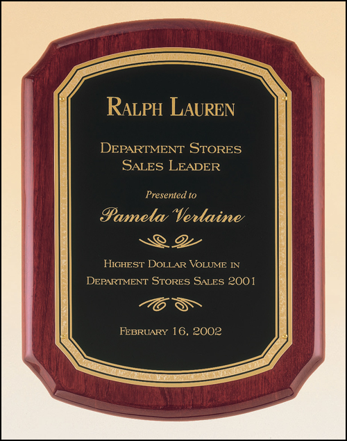 Rosewood Piano Finish Plaque with Brass Plate