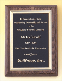 Walnut Stained Piano Finish Plaque with Brass Plate