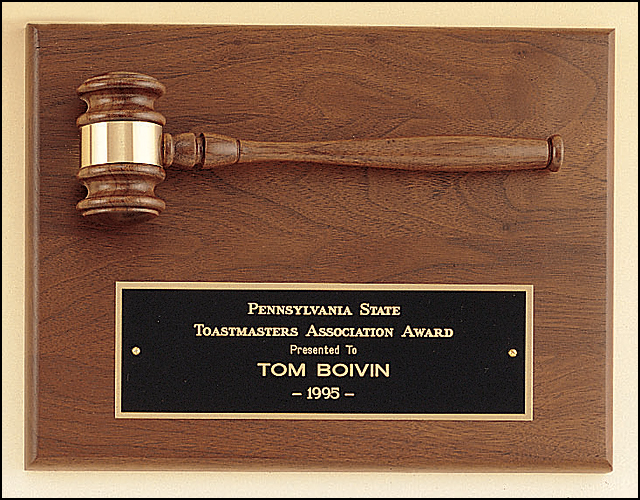 American Walnut Plaque with Walnut Gavel