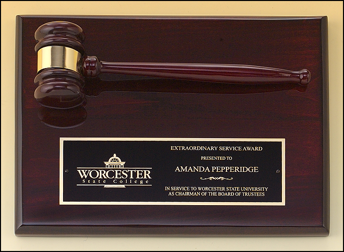 Rosewood Piano Finish Gavel Plaque