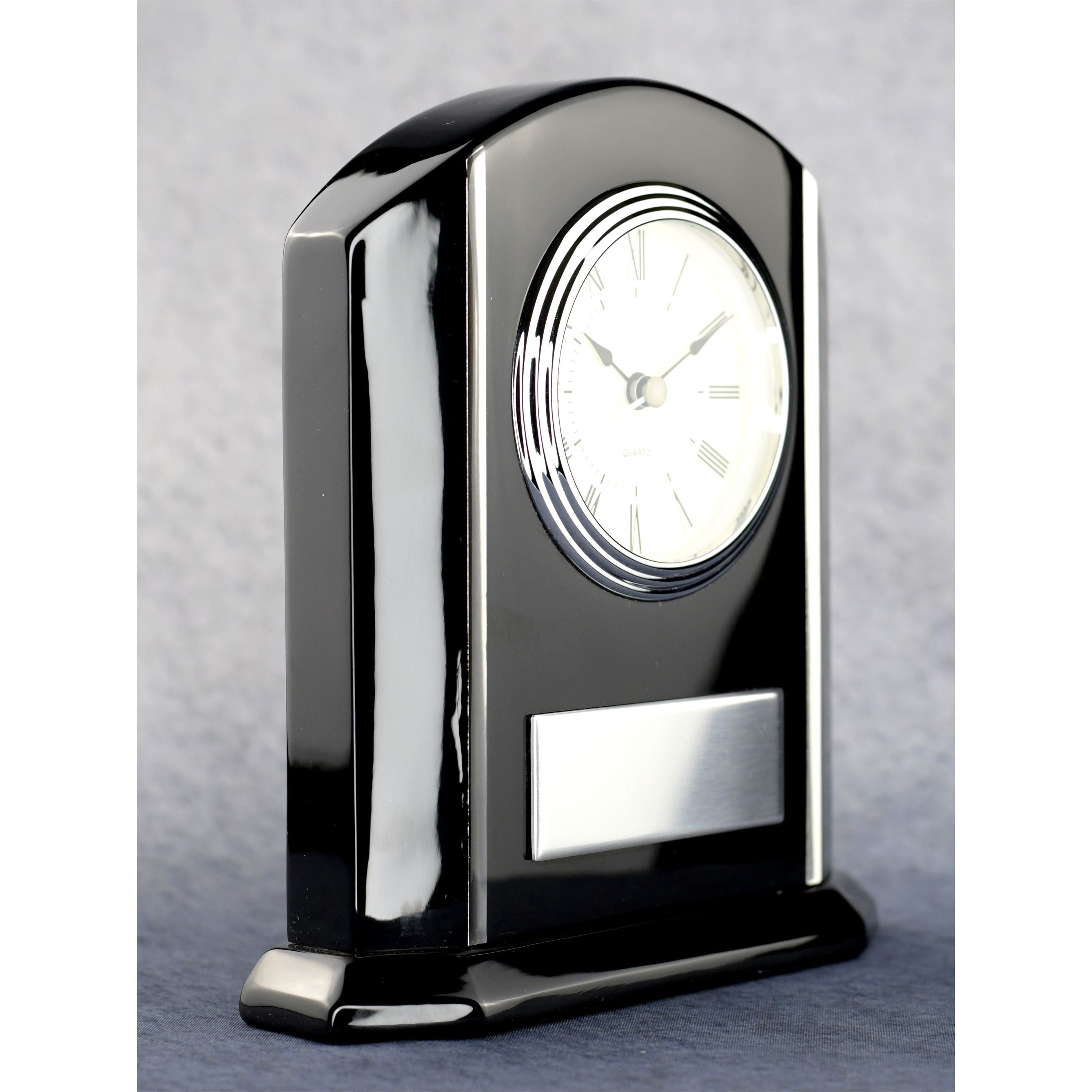 Arched Black Piano Clock