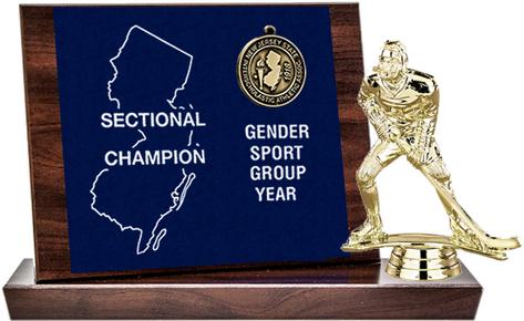 Ice Hockey Sectional Champion Award, Cherry Finish Styled Replica