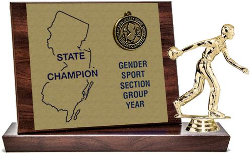 Bowling State Champion Award, Cherry Finish Styled Replica