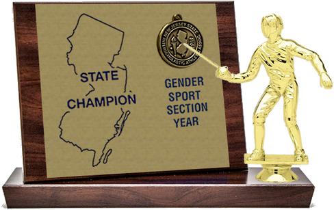 Fencing State Champion Award, Cherry Finish Styled Replica