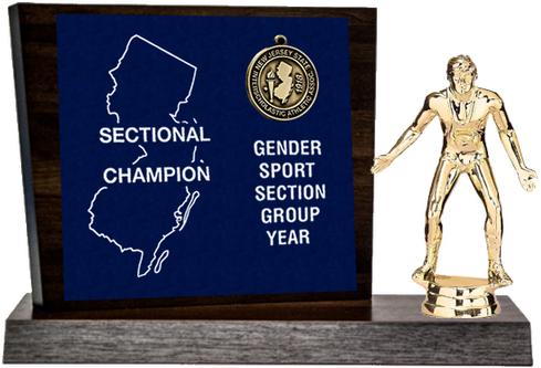 Wrestling Sectional Champion Award, Walnut Styled Replica