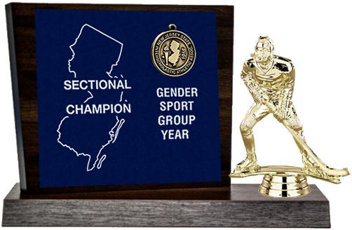 Ice Hockey Sectional Champion Award, Walnut Styled Replica