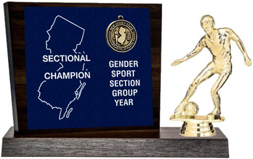 Soccer Sectional Champion Award, Walnut Styled Replica