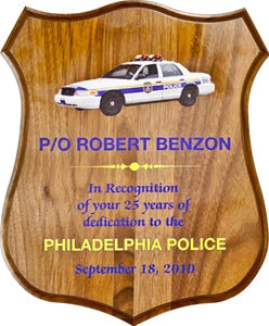 Badge Shaped Plaque with ColorFuze Police Car