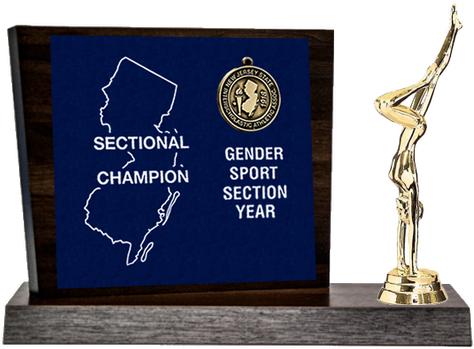 Gymnastics Sectional Champion Award, Walnut Styled Replica