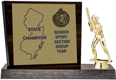 Baseball State Champion Award, Walnut Styled Replica