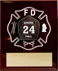 Piano Finish Plaque with ColorFuze Fire Badge