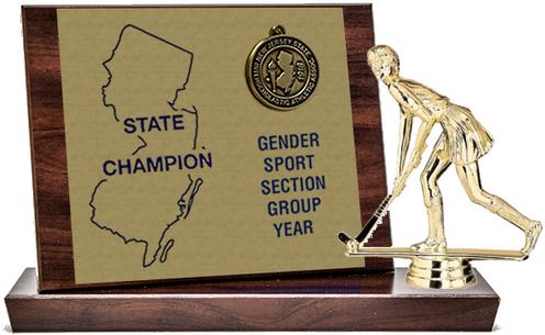 Field Hockey State Champion Award, Cherry Finish Styled Replica