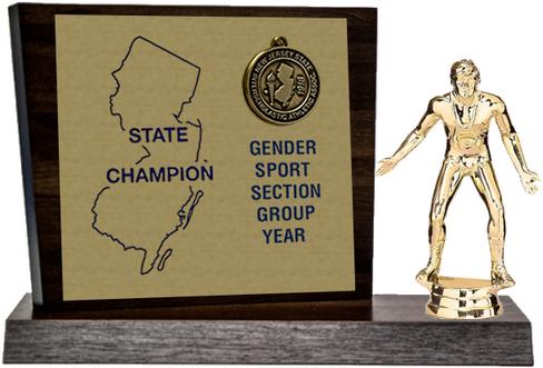 Wrestling State Champion Award, Walnut Styled Replica