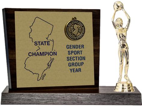 Basketball State Champion Award, Walnut Styled Replica