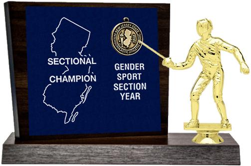 Fencing Sectional Champion Award, Walnut Styled Replica