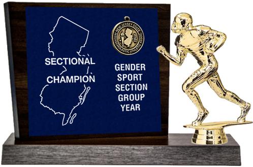 Football Sectional Champion Award, Walnut Styled Replica