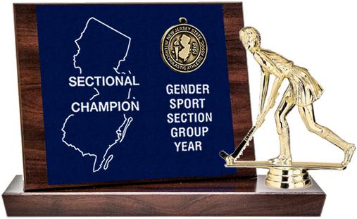 Field Hockey Sectional Champion Award, Cherry Finish Styled Replica