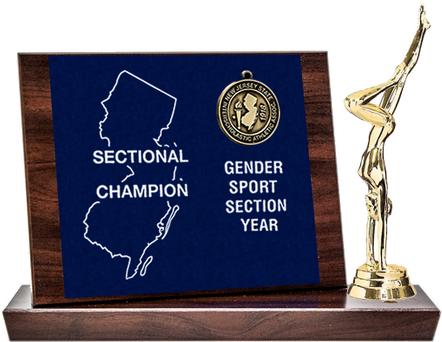 Gymnastics Sectional Champion Award, Cherry Finish Styled Replica