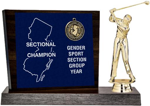 Golf Sectional Champion Award, Walnut Styled Replica